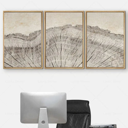 Abstracte Boomringen Canvas Wanddecoratie 60x40 cm Organische Textuur Art Print Rustiek Moderne Interieurstijl Natuurgeïnspireerd
