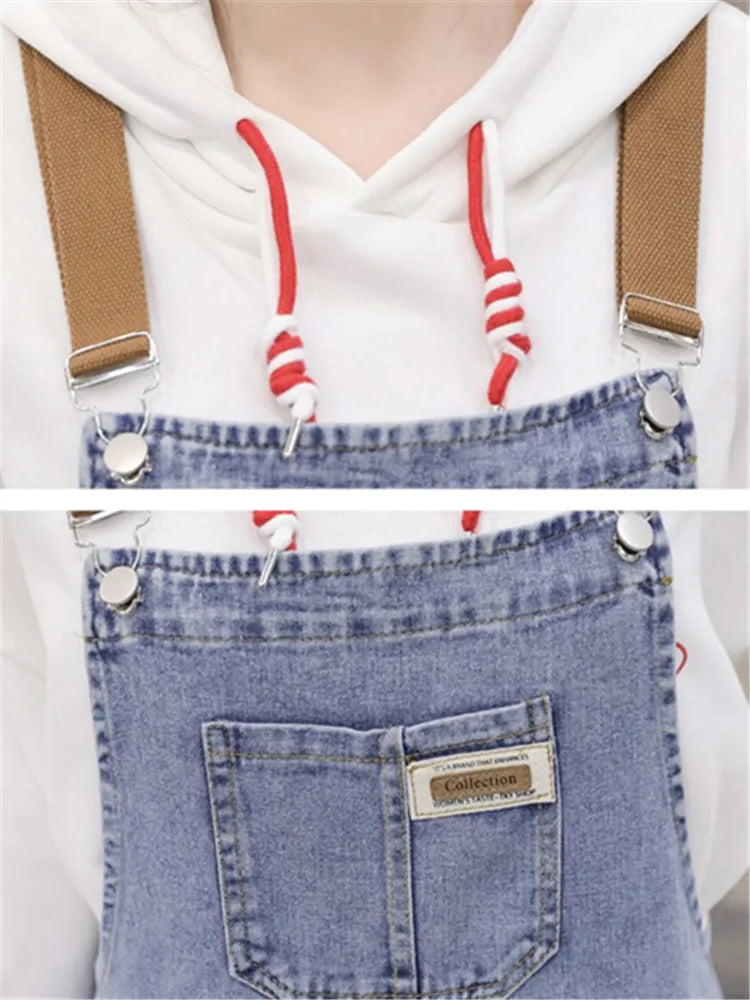 Vintage Denim Overall Broek Blouse Combinatie
