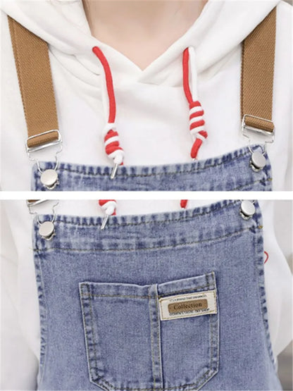 Vintage Denim Overall Broek Blouse Combinatie
