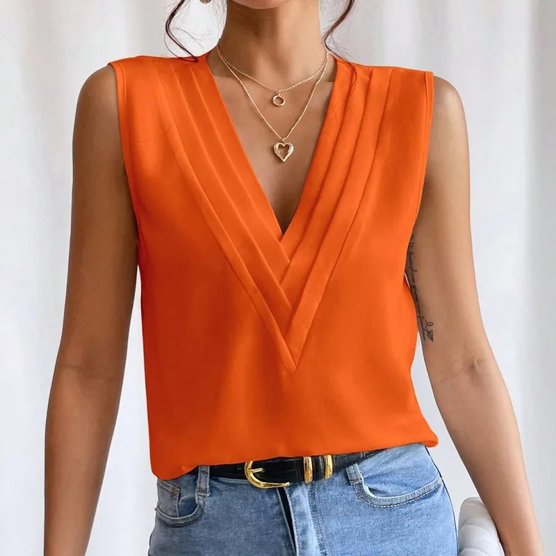 Mouwloze Zomertop voor Dames Oranje - StudioMarella