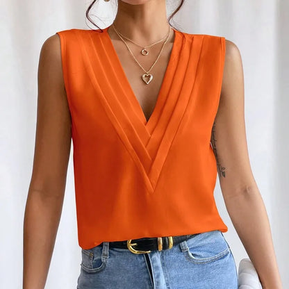Mouwloze Zomertop Dames Oranje Jurkje - StudioMarella