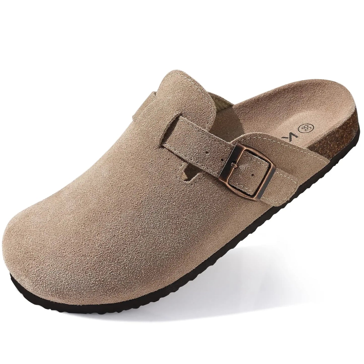 Leren Slippers voor Dames met Kurksok