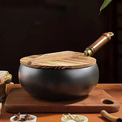 Gietijzeren Wokpan Met Deksel Zwart Oven Geschikt 24cm