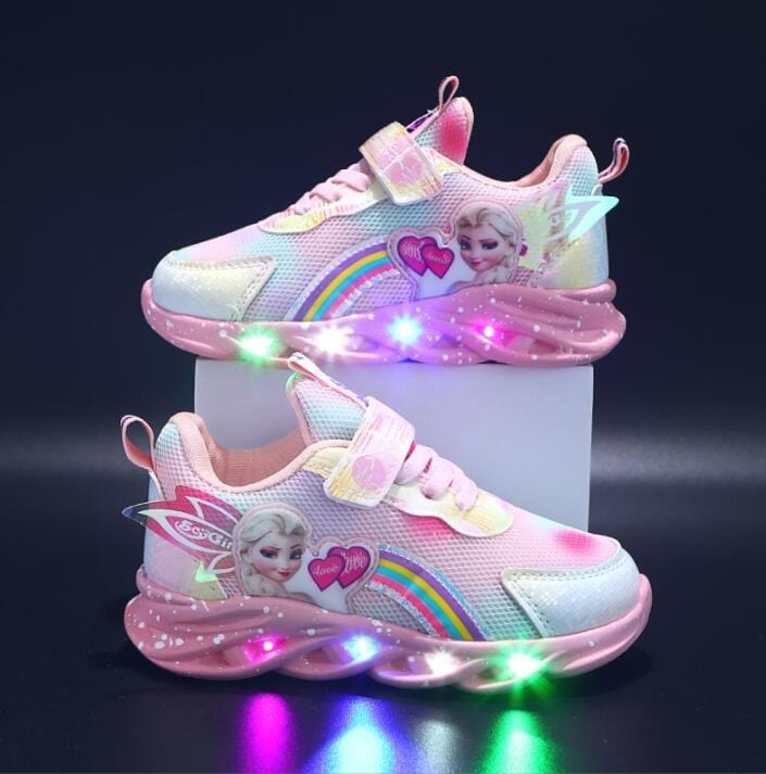 Verlichte Kindersneakers met LED-verlichting en Glitterafwerking in Roze en Paars