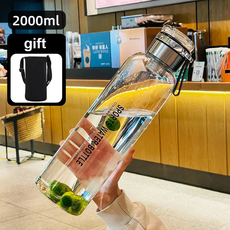 Grote Waterkan 2 Liter Transparant – Praktische Drinkfles voor Melk, Sap & Water