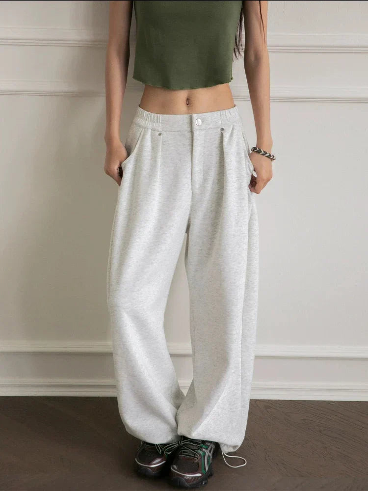 Dames Oversized Joggingbroek Zwart Sweatpants
