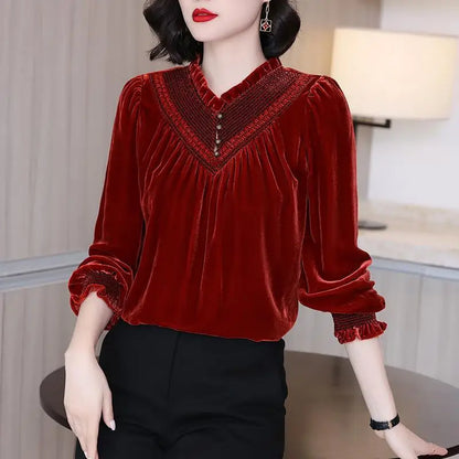 Vrouwelijke Top met Temperamentvol Design Luxe Stijl