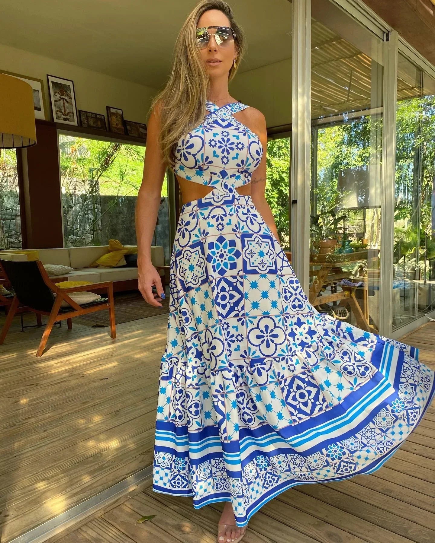 Vrouwen Zomerjurk Boheemse Bloemenprint Jurk