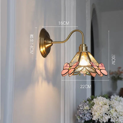 Wandlamp Tiffany Gebrandschilderd Glas Koper E27 Slaapkamer Woonkamer Gang Retro Vintage Wandverlichting Sfeerverlichting Klassiek