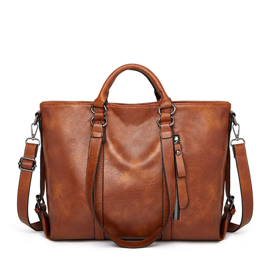 Leren Schoudertas Groot Dames Ruime Shopper Vintage Handtas Bruin Zwart Blauw Casual Dagelijks Werk Stijlvol