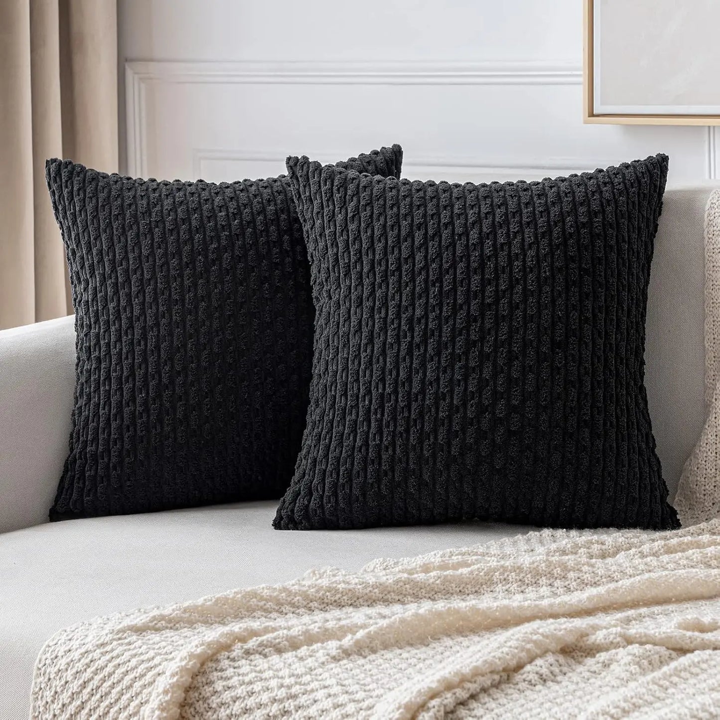 Ribfluwelen Sierkussen Geribbeld 45x45cm Voor Bank En Bed
