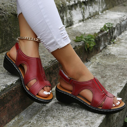 Orthopedische Sandalen Bruin Leder met Sleehak Comfortabel