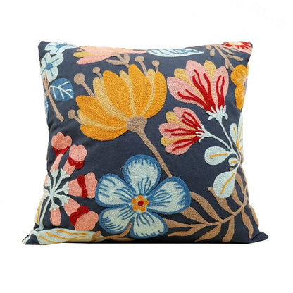 Kussenhoes 45x45cm Katoen Canvas Geborduurd Bloemen Wit Sierkussenhoes Bank Slaapkamer Landelijke Stijl Decoratief