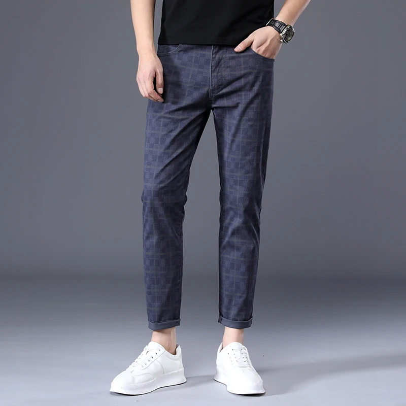 Herensluipte Broek Geruit Comfortabel Casual Model