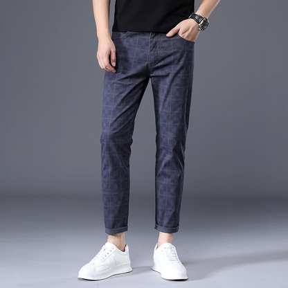 Herensluipte Broek Geruit Comfortabel Casual Model