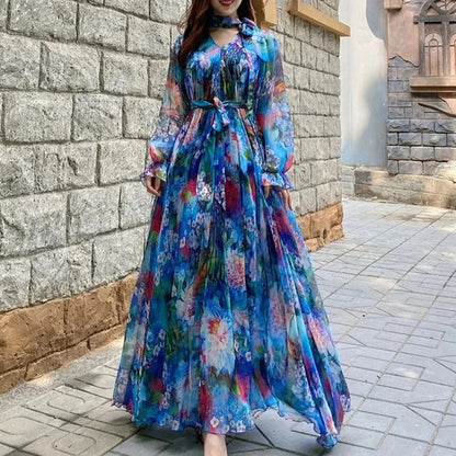 Vrouwelijke Kanten Jurk met Bloemenprint Zomerjurk
