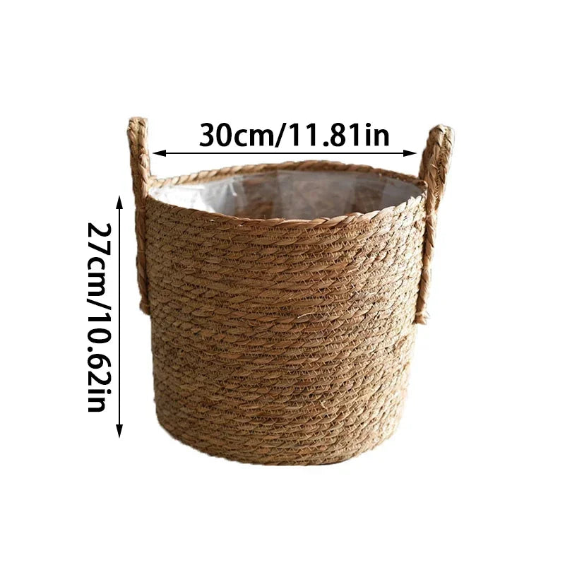 Plantenmand Gevlochten Zeegras Naturel S-L Woonkamer Balkon Handgemaakt Bloempot Mand Rotan Binnen Boho Decoratie