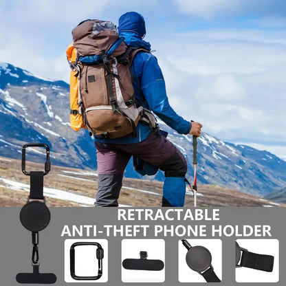 Intrekbare Telefoonhouder met Diefstalbeveiliging en Riemclip voor Actieve Levensstijl