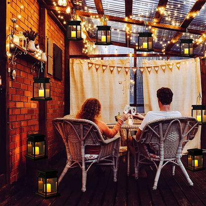 Zonne-energie Lantaarn met Kaarsvlam Effect voor Tuin & Terras – Waterdicht IP65 LED Tuinlantaarn Automatische Schemersensor