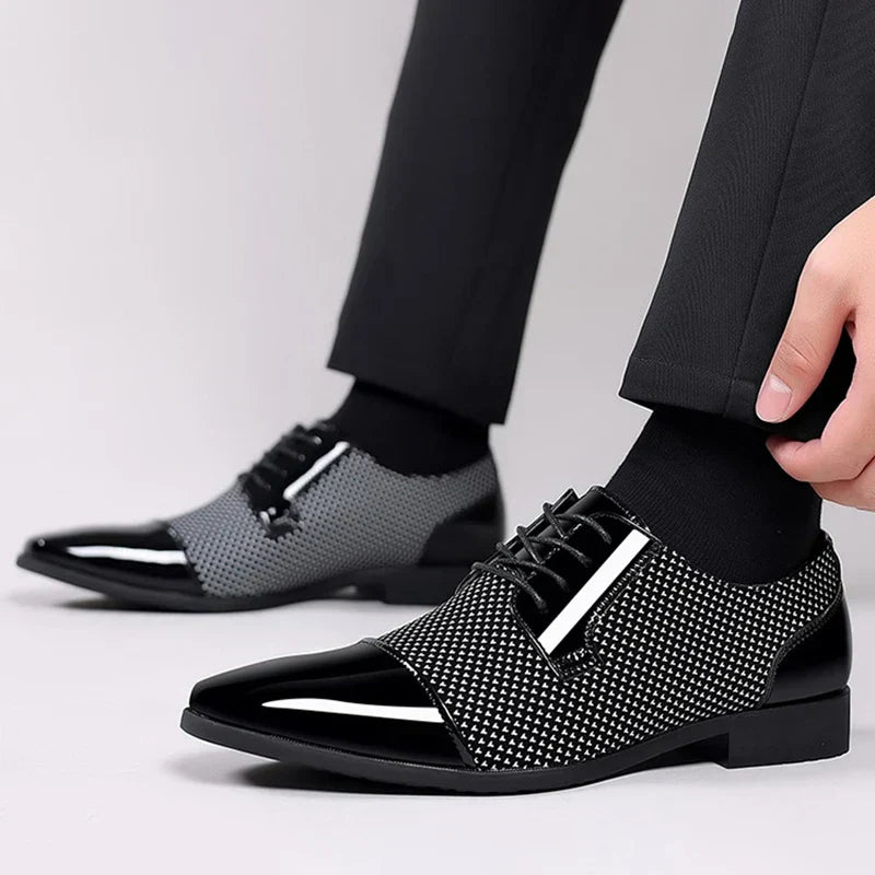Heren Schoenen Leder Glanzend met Strass Steentjes - StudioMarella