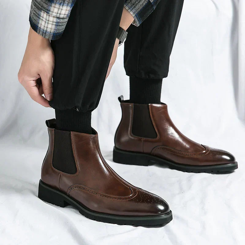 Zwarte Chelsea Boots Heren Glanzend Leer Laarzen