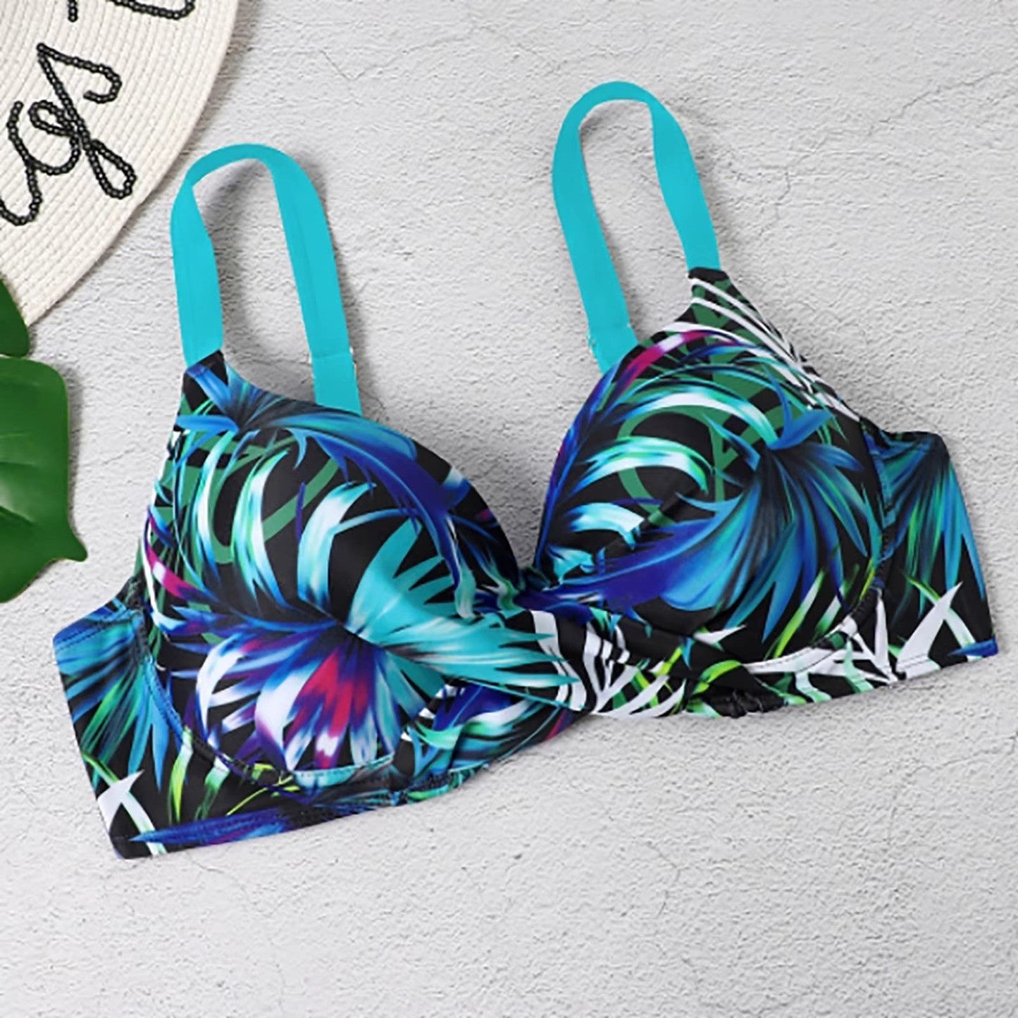 Bikini Set Hoge Taille Bladprint Trendy Badmode