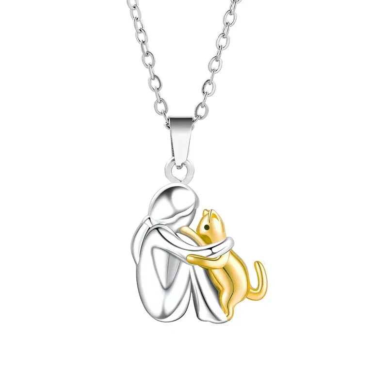 Knuffelige Omarming Ketting Symboliek Hond Kat Vrouw Man Goud Zwart Rosé