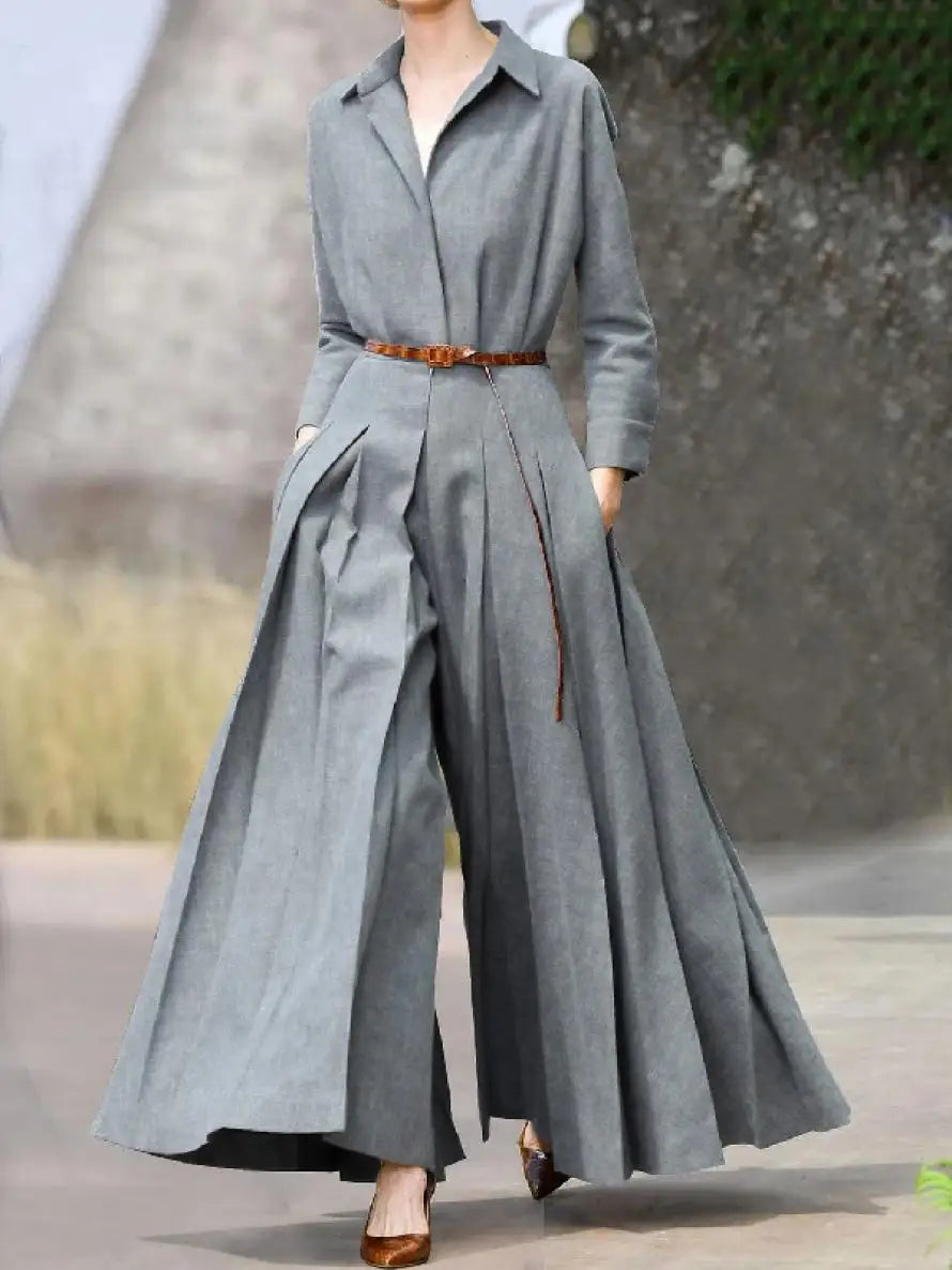 Dames Jumpsuit Lange Mouwen Zwart Elegante Stijl - StudioMarella