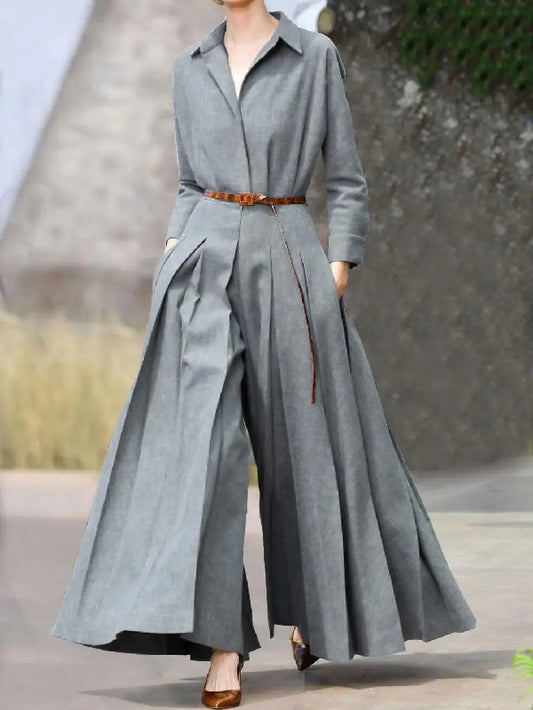 Dames Jumpsuit Lange Mouwen Zwart Elegante Stijl - StudioMarella