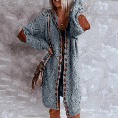 Gebreide Trui met Capuchon Vintage Look Elegante Stijl