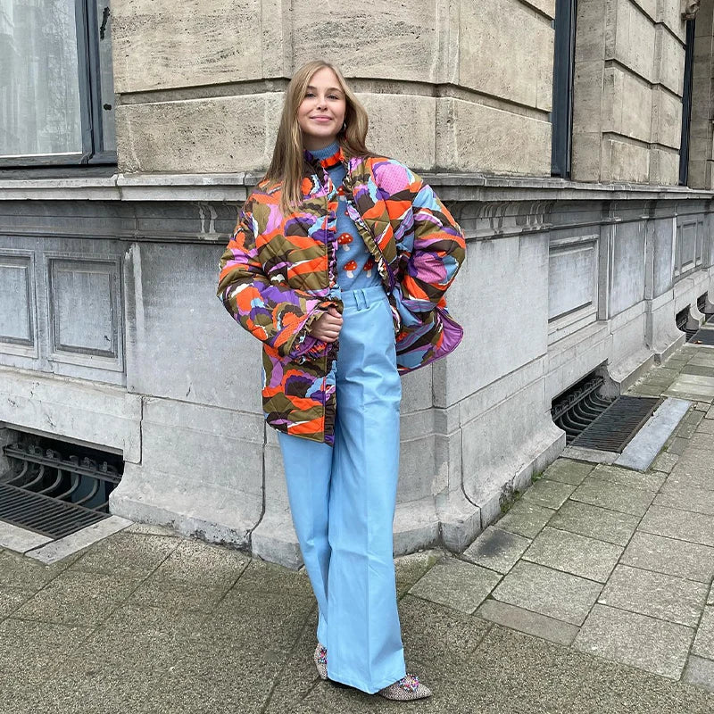 Vrouwelijke Jas Met Meerdere Prints Celeste Stijl → Jas Vrouw Celeste Stijl Met Meerdere Kleuren - StudioMarella