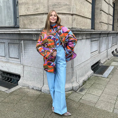 Vrouwelijke Jas Met Meerdere Prints Celeste Stijl → Jas Vrouw Celeste Stijl Met Meerdere Kleuren - StudioMarella