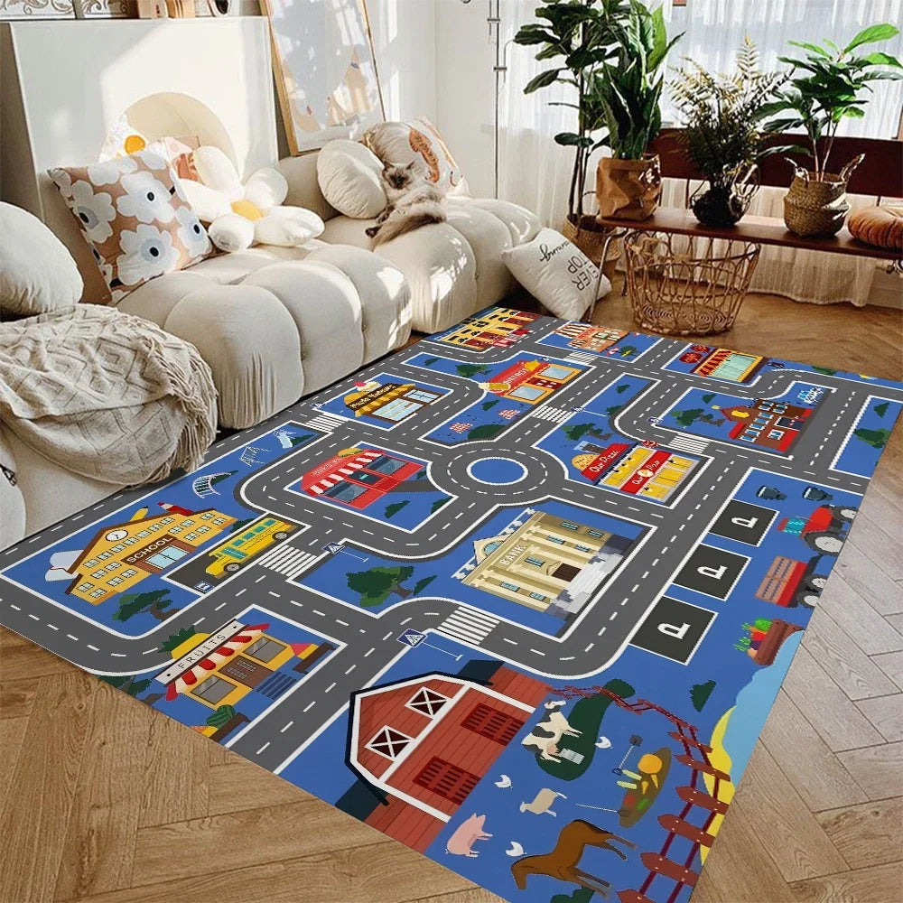 Vloerkleed Kinderkamer Auto Speelkleed Stadsverkeer Antislip Wasbaar