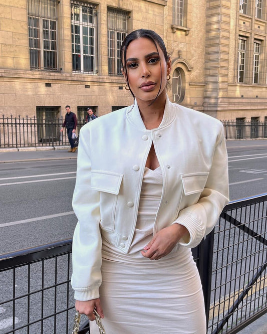 Witte Bomberjas Heren XL Maat Leer Look - StudioMarella