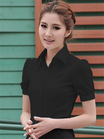 Vrouwelijke Zomer Blouse Elegante Korte Mouw
