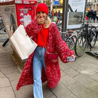 Gebreide Jas Modieus Gemêleerd Winterjassen