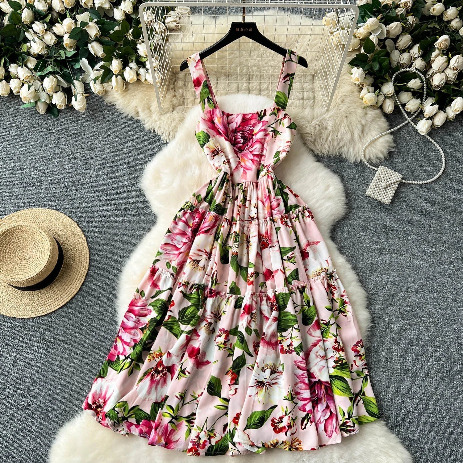 Vrouwelijke Jurk Chiffon Elegante Bloemenprint Zomerjurk - StudioMarella