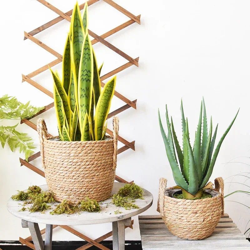 Plantenmand Gevlochten Zeegras Naturel S-L Woonkamer Balkon Handgemaakt Bloempot Mand Rotan Binnen Boho Decoratie