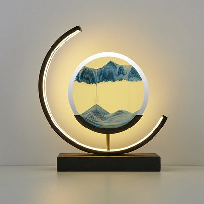 LED tafellamp acryl draaibaar zandlandschap zwart woonkamer slaapkamer sfeerlamp nachtlamp decoratieve lamp