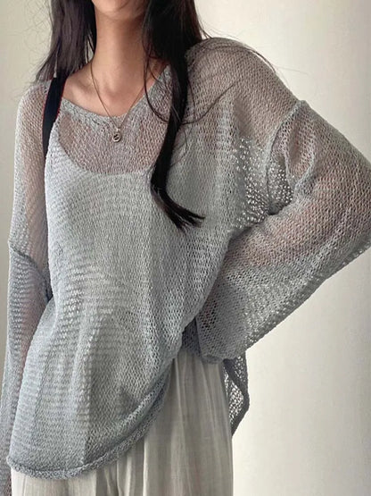 Dames Trui Lange Mouwen Streetwear Uitgesneden Model → Dames Trui Lange Mouwen Streetwear Oversized