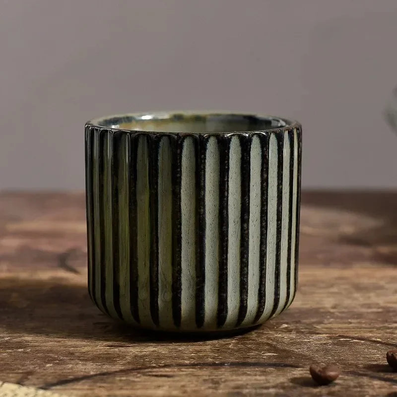Japandi Theekop Keramiek Gestreept Retro Japanse Stijl Koffiemok Sake Kopje Porseleinen Theekopje Wijnmok Huishouden Middagthee