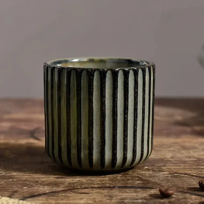 Japandi Theekop Keramiek Gestreept Retro Japanse Stijl Koffiemok Sake Kopje Porseleinen Theekopje Wijnmok Huishouden Middagthee