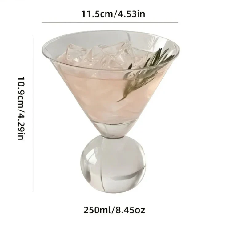 Kristallen Wereldbol Martiniglas – Elegante Cocktailglas met Globe Vorm voor Martini – Handslijpbare Glasstructuur