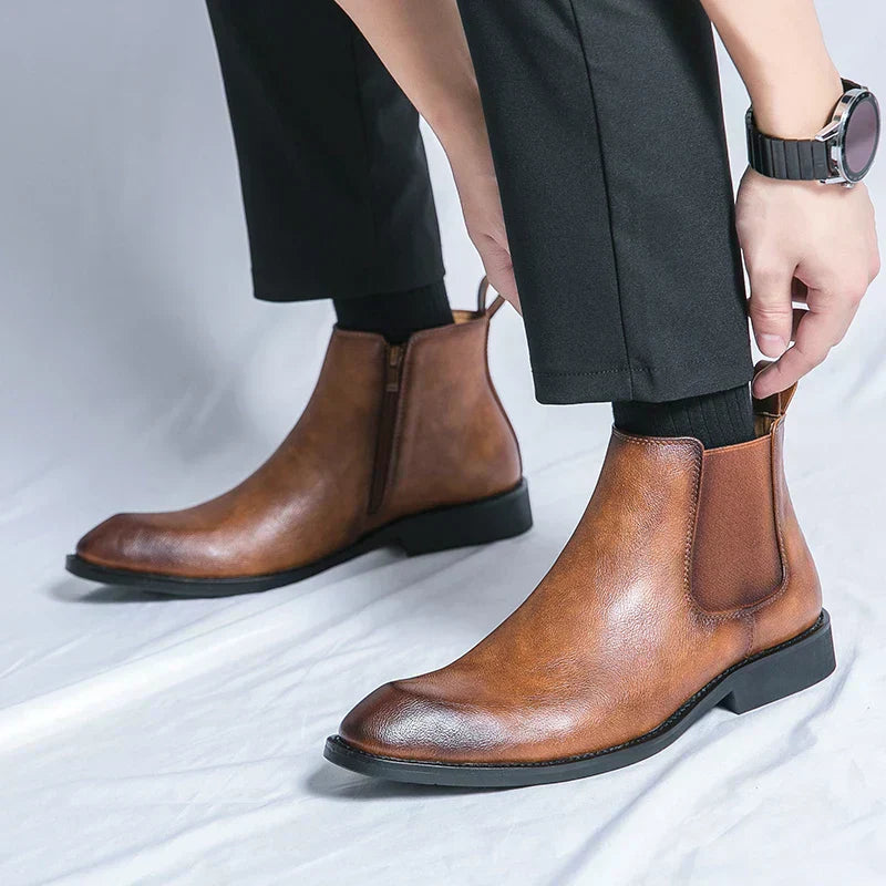Heren Chelsea Boots Zwart Leer Elegant Design
