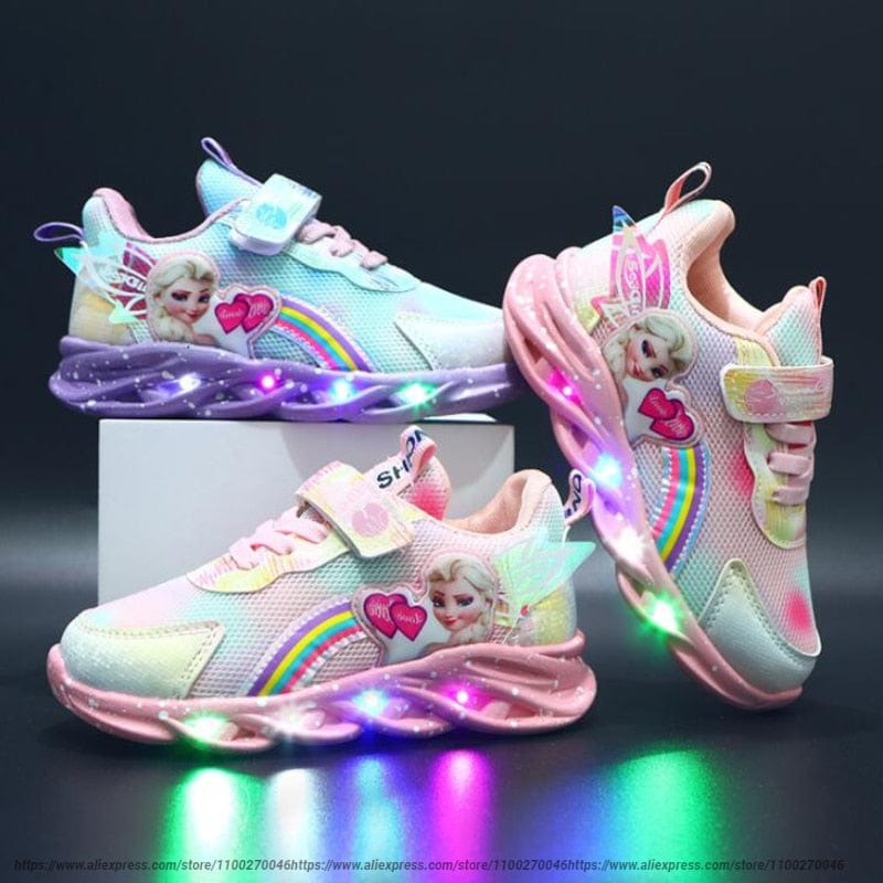 Verlichte Kindersneakers met LED-verlichting en Glitterafwerking in Roze en Paars