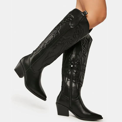 Dames Cowboylaarzen Kniehoog met Blokhak Western Stijl - StudioMarella