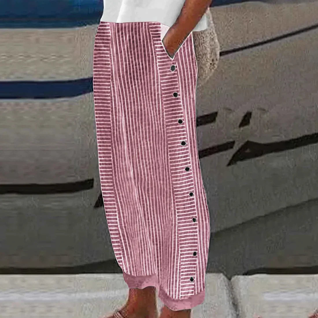 Vrouwelijke Zomerbroek Comfortabele Gestreepte Broek