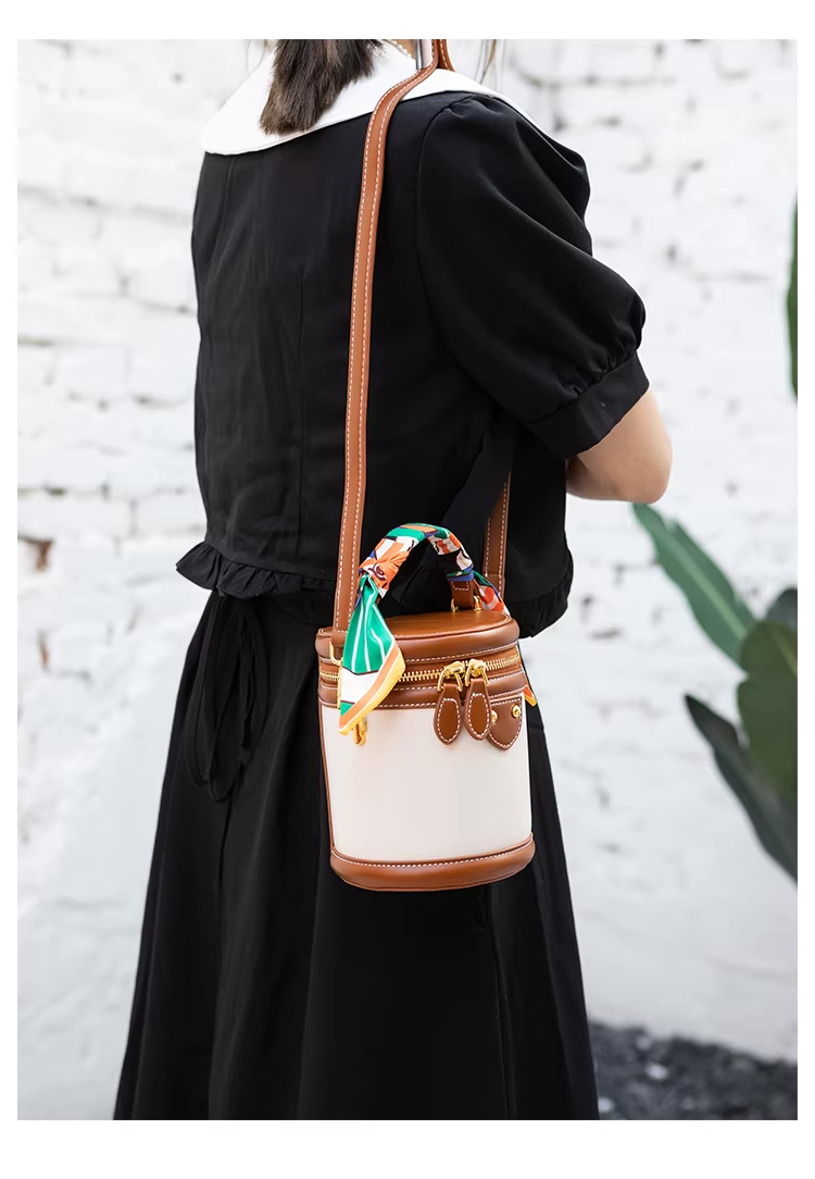 Schoudertas Bucket Trendy Compact Leer