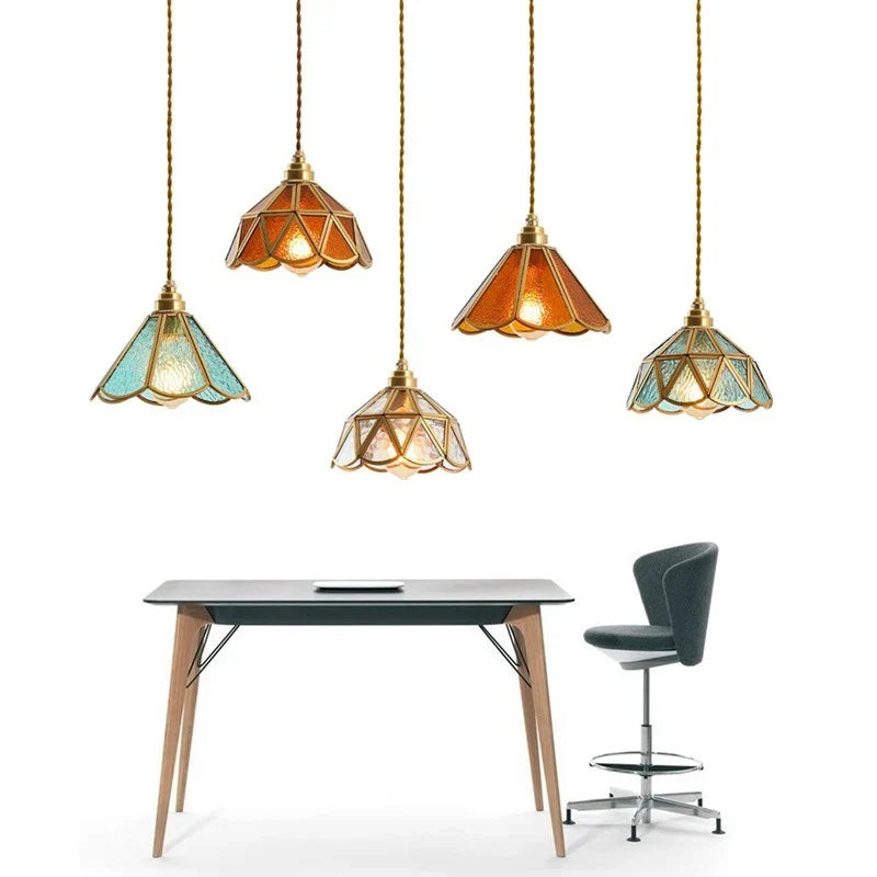Hanglamp Tiffany Gebrandschilderd Glas Koper E27 Woonkamer Eetkamer Slaapkamer Vintage Retro Pendel Lamp Sfeerverlichting Keuken Gang