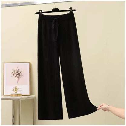 Dames Oversized Broek Zwart Gebreide Jogbroek